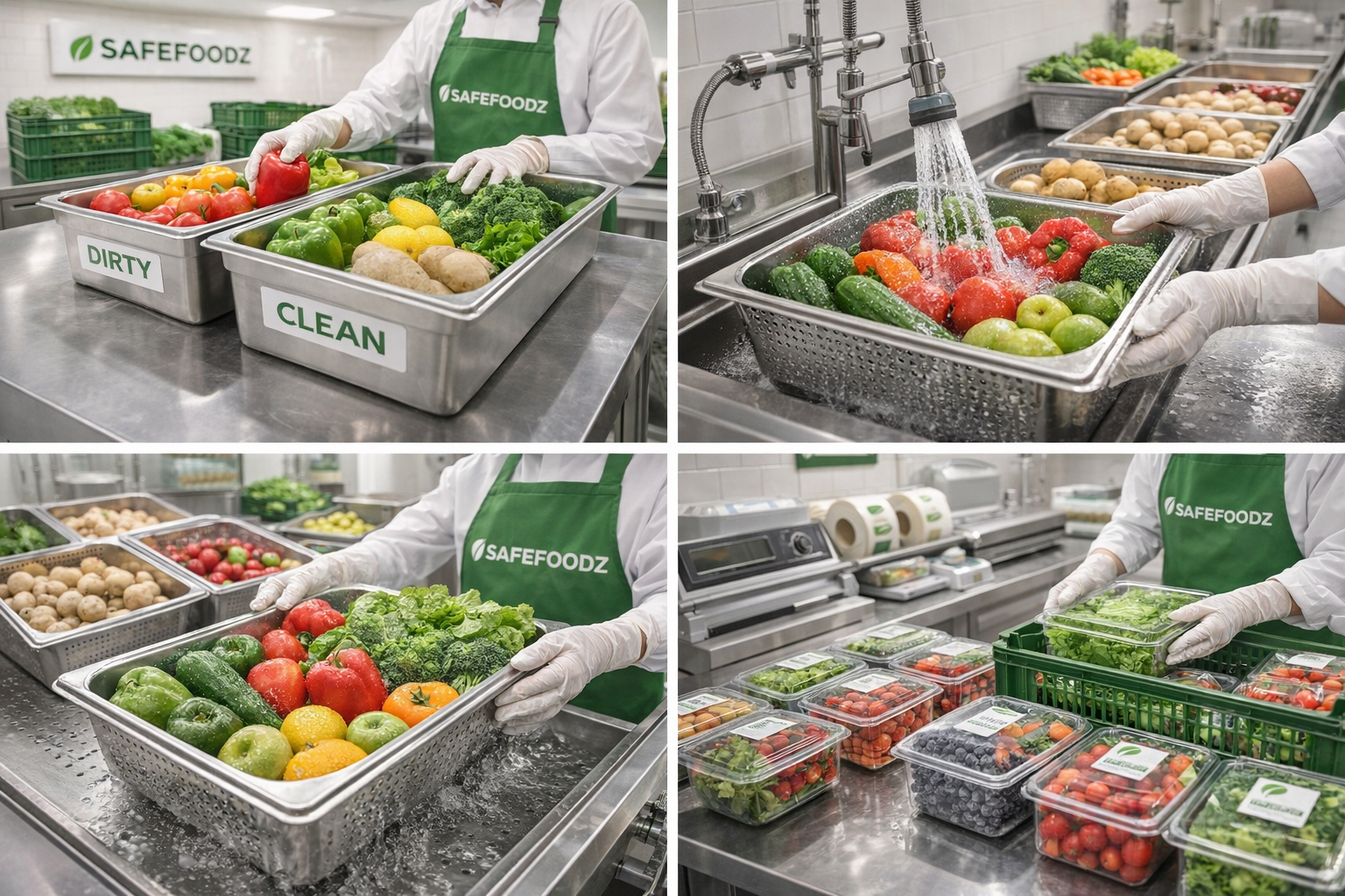 SAFEFOODZ GREENS washing process steps